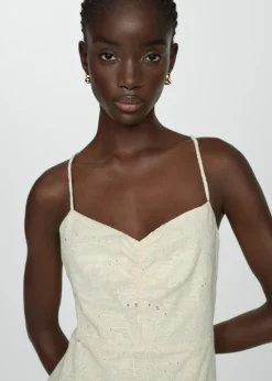 MANGO Sukienki I Kombinezony*Sukienka z haftem i rozcięciem z boku