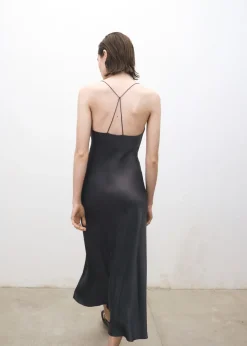 MANGO Sukienki I Kombinezony*Sukienka z jedwabiu morwowego z drapowanym dekoltem