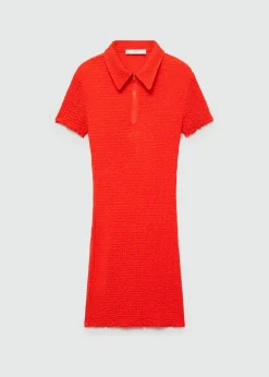 MANGO Sukienki I Kombinezony*Sukienka z kołnierzykiem polo i teksturą