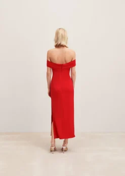 MANGO Sukienki I Kombinezony*Sukienka z kopertowym dekoltem z odkrytymi ramionami