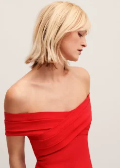 MANGO Sukienki I Kombinezony*Sukienka z kopertowym dekoltem z odkrytymi ramionami