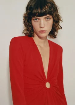 MANGO Sukienki I Kombinezony*Sukienka z okrągłym wycięciem i marszczeniem