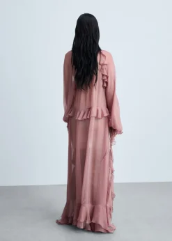 MANGO Sukienki I Kombinezony*Sukienka z półprzezroczystego szyfonu z falbankami