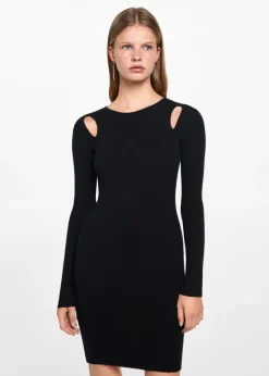 MANGO Sukienki I Kombinezony*Sukienka z prążkowanej dzianiny z wycięciami