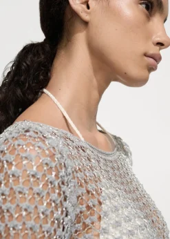 MANGO Sukienki I Kombinezony*Sukienka z szydełkowej dzianiny lureksowej