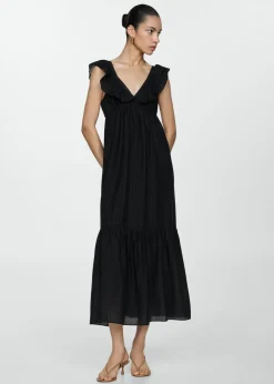 MANGO Sukienki I Kombinezony*Sukienka z teksturą i falbankami