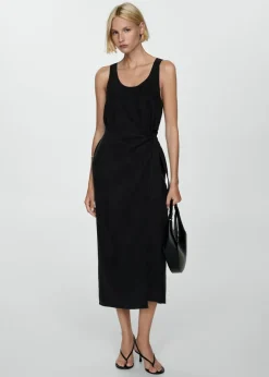 MANGO Sukienki I Kombinezony*Sukienka z tkaniny cupro z węzłem z boku