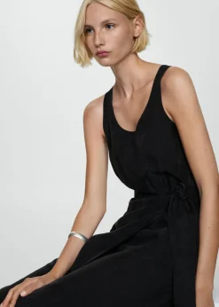 MANGO Sukienki I Kombinezony*Sukienka z tkaniny cupro z węzłem z boku