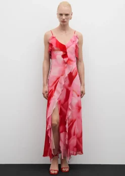 MANGO Sukienki I Kombinezony*Sukienka z wyciętymi ramionami i falbankami