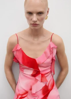 MANGO Sukienki I Kombinezony*Sukienka z wyciętymi ramionami i falbankami