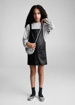 Dzieci MANGO Sukienki I Kombinezony*Sukienka ze sztucznej skóry na szelkach