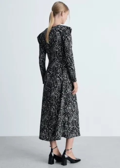 MANGO Sukienki I Kombinezony*Sukienka ze wzorem i bufiastymi rękawami