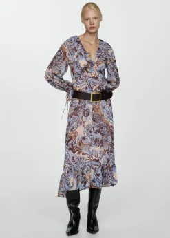 MANGO Sukienki I Kombinezony*Sukienka ze wzorem paisley i falbankami