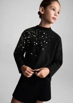 Dzieci MANGO Swetry I Kardigany*Sweter dzianinowy z cekinami