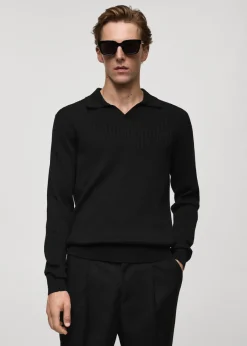 MANGO Kardigany I Swetry|Koszulki Polo*Sweter polo z cienkiej prążkowanej dzianiny