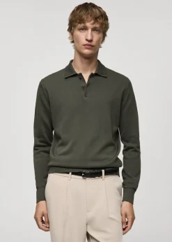 MANGO Kardigany I Swetry|Koszulki Polo*Sweter polo z dzianiny bawełnianej z długim rękawem