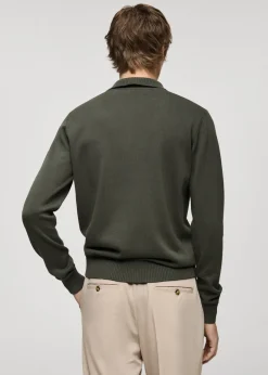 MANGO Kardigany I Swetry|Koszulki Polo*Sweter polo z dzianiny bawełnianej z długim rękawem