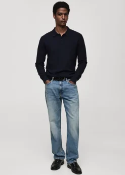 MANGO Kardigany I Swetry|Koszulki Polo*Sweter polo z dzianiny bawełnianej z drobną teksturą