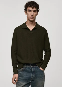 MANGO Kardigany I Swetry|Koszulki Polo*Sweter polo z mieszanki bawełny z teksturą