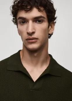 MANGO Kardigany I Swetry|Koszulki Polo*Sweter polo z mieszanki bawełny z teksturą