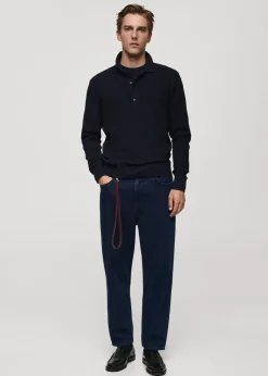 MANGO Kardigany I Swetry|Koszulki Polo*Sweter polo z prążkowanej dzianiny z mieszanki bawełny