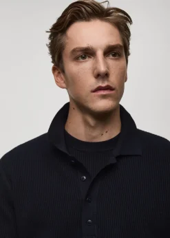 MANGO Kardigany I Swetry|Koszulki Polo*Sweter polo z prążkowanej dzianiny z mieszanki bawełny