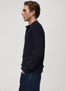 MANGO Kardigany I Swetry|Koszulki Polo*Sweter polo z prążkowanej dzianiny z mieszanki bawełny