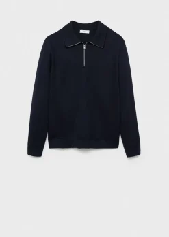 MANGO Kardigany I Swetry|Koszulki Polo*Sweter teksturowany z kołnierzykiem polo i zapięciem na zamek