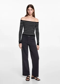 MANGO Swetry I Kardigany*Sweter w paski z dekoltem łódką