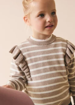 Dzieci MANGO Swetry I Kardigany*Sweter w paski z falbankami