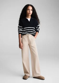 Dzieci MANGO Swetry I Kardigany*Sweter w paski z kołnierzykiem polo