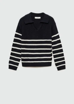 Dzieci MANGO Swetry I Kardigany*Sweter w paski z kołnierzykiem polo