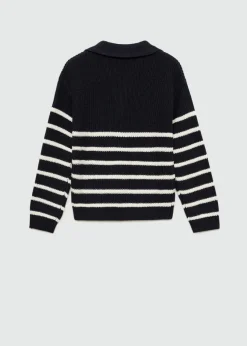 Dzieci MANGO Swetry I Kardigany*Sweter w paski z kołnierzykiem polo