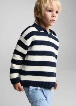 Dzieci MANGO Swetry I Kardigany*Sweter w paski z kołnierzykiem polo