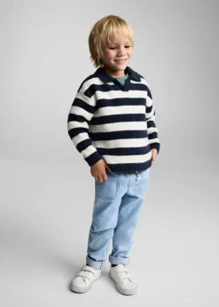 Dzieci MANGO Swetry I Kardigany*Sweter w paski z kołnierzykiem polo