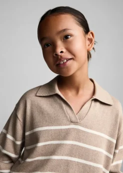 Dzieci MANGO Swetry I Kardigany*Sweter w paski z kołnierzykiem polo