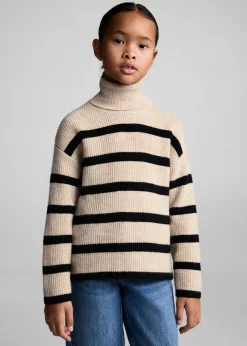 Dzieci MANGO Swetry I Kardigany*Sweter w pasy z golfem