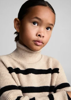 Dzieci MANGO Swetry I Kardigany*Sweter w pasy z golfem