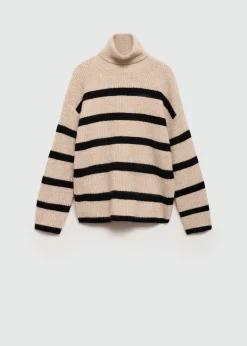 Dzieci MANGO Swetry I Kardigany*Sweter w pasy z golfem