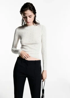 MANGO Swetry I Kardigany|Topy*Sweter w prążki ze strasem