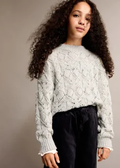 Dzieci MANGO Swetry I Kardigany*Sweter z ażurowej dzianiny lureksowej