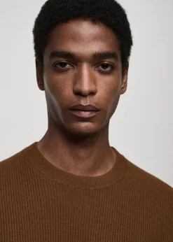 MANGO Kardigany I Swetry*Sweter z bawełnianej prążkowanej dzianiny