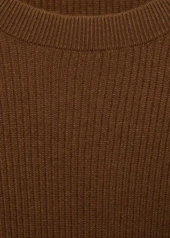 MANGO Kardigany I Swetry*Sweter z bawełnianej prążkowanej dzianiny