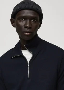 MANGO Kardigany I Swetry*Sweter z drobną teksturą i zapięciem na zamek pod szyją