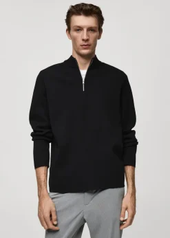 MANGO Kardigany I Swetry*Sweter z dzianiny średniej grubości z półgolfem na zamek