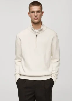 MANGO Kardigany I Swetry*Sweter z dzianiny średniej grubości z półgolfem na zamek