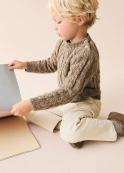 Dzieci MANGO Swetry I Kardigany*Sweter z dzianiny w warkocze z zapięciem na guziki