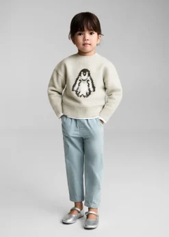 Dzieci MANGO Swetry I Kardigany*Sweter z dzianiny z haftowanym pingwinem