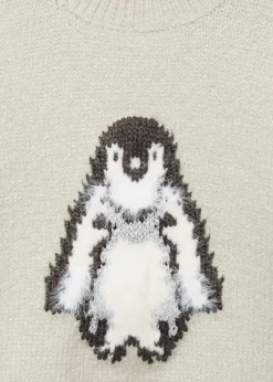 Dzieci MANGO Swetry I Kardigany*Sweter z dzianiny z haftowanym pingwinem