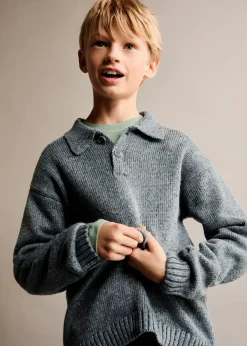 Dzieci MANGO Swetry I Kardigany*Sweter z dzianiny z kołnierzykiem polo